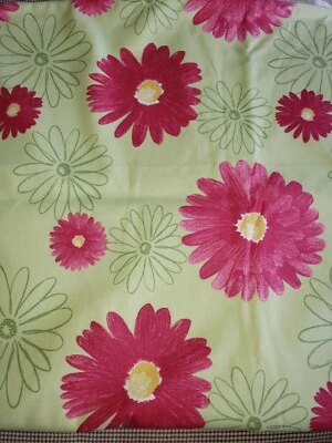 Sewing Fabric Kingsway Poplin Green Pink Daisy Roseguard Finish 1ydX60" Cotton - Image 1 of 4