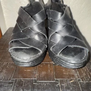 Born Handcrafted Leather Strappy Slip On Wedge Heels Shoes Women's US 7 - Picture 1 of 15
