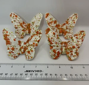 Set of 4 Vintage Ceramic Butterflies Ornament - Possibly Napkin Rings - Picture 1 of 4