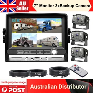 7" Quad Touch Monitor DVR 3 x 1080P Backup Camera For Truck Trailer Bus 360 view - Picture 1 of 12