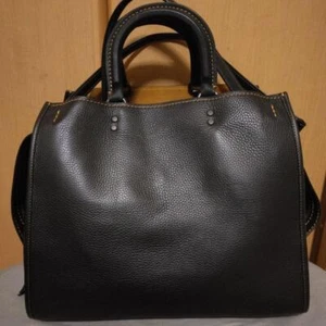 COACH 1941 ROGUE 36 Black Satchel Bag Pebble Leather From Japan - Picture 1 of 10