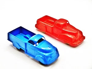 Vintage 1950s Renwal Red and Blue Pick-up Trucks 3in Long - Picture 1 of 1