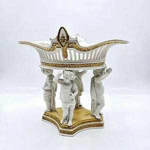 Dr. Ermete Agostinelli Cupid 12" Porcelain Centerpiece Gold 1950s Italy  - Picture 1 of 8