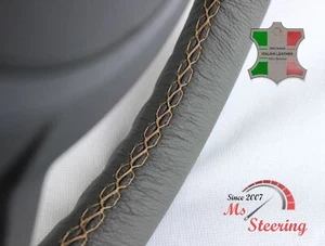 FITS TRIUMPH GT6 72- GREY LEATHER STEERING WHEEL COVER | BEIGE STITCH - Picture 1 of 11