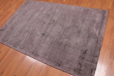4'6" x 6’10" Handmade Bamboo silk Modern loop & cut Textured Pile Area rug Brown - Image 1 of 4