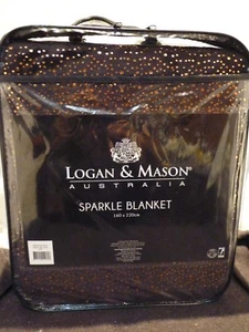 LOGAN AND MASON BLACK WITH GOLD SPARKLES BLANKET THROW RUG 160 X 220CM - Picture 1 of 2