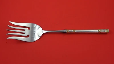 Aegean Weave Gold by Wallace Sterling Silver Buffet Fork HH WS 11 3/4" - Image 1 of 2