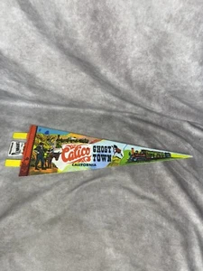 VINTAGE 1970’s CALICO CALIFORNIA GHOST TOWN FELT PENNANT, TRAIN - Picture 1 of 4