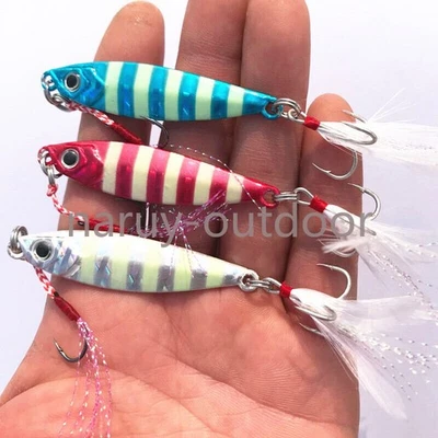 3 Stück 10-80g Offshore Micro Butterfly Glow Metall Jigs Angelköder für... - Bild 1 von 4