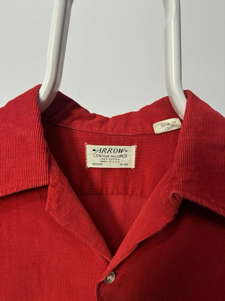 Vintage 60's Arrow Contour Tailored Corduroy shirt M 15-15 1/2 p2p 22 made in US - Image 1 of 4