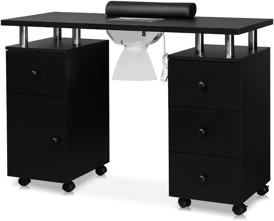 Estación de mesa de escritorio para uñas con colector de polvo eléctrico maquillaje salón de belleza almacenamiento Foto 1 de 4