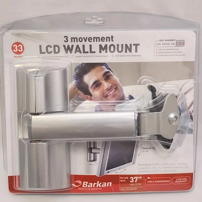 Barkan LCD Prata Suporte de Parede 3 Movimentos Touch & Tilt Cabo Gerenciamento Novo - Imagem 1 de 4