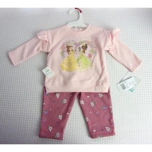 2-teilige Sweatshirt Hose Prinzessin Belle Blumen Rüschen für Baby Mädchen - Rosa (12M) - Bild 1 von 6