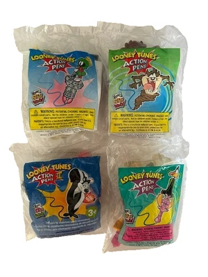 Lote De Colección De 4 Wendys Toys Looney Tunes 2000 2001 Pluma De Acción Con Soportes Nuevo En Paquete Foto 1 de 4