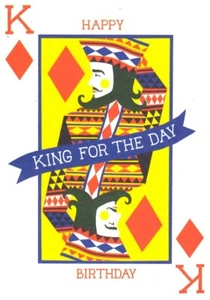 PRINTER JOHNSON GREETING CARDS King for the Day BIRTHDAY FOR HIM BLANK ART - Picture 1 of 8