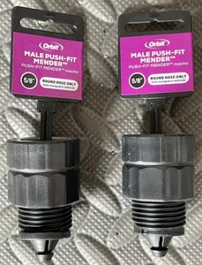 2 Orbit Male Push-Fit Menders for 5/8-inch Round Garden Hose - 56859 - NEW - Picture 1 of 2