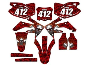 2008-2009 CRF 250 R FLAMING GEARHEAD Red Senge Graphics Kit Compatible with H - Picture 1 of 10