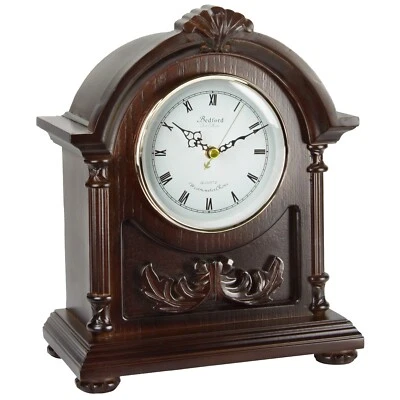 Bedford Clock Collection Wood Mantel Shelf Clock in a Dark Finish with 4 Chimes - Image 1 of 4