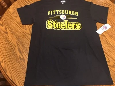 Camiseta Pittsburgh Steelers NFL Para Hombre Negra Estampado Dorado Logo S/S Talla Mediana Nueva Con Etiquetas Foto 1 de 4
