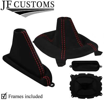 AFORCE AUTO RED STITCH LUXE SUEDE GEAR+HANDBRAKE+PLASTIC FRAME FOR MAZDA RX7 FD3S 92-02