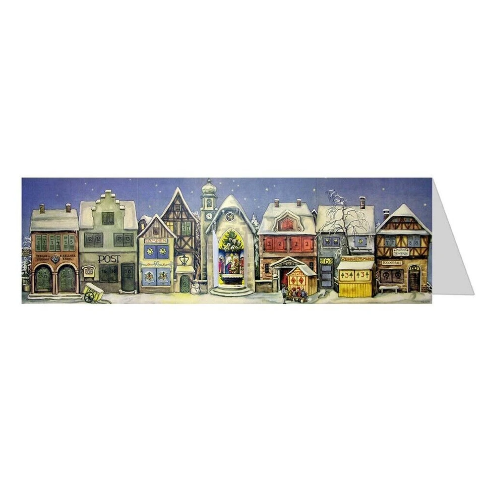 Village in the Snow Panoramic Richard Sellmer Advent Calendar Card 305 x 100 mm - Image 1 of 1