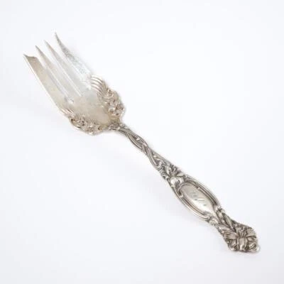 Tenedor para servir carne fría Simpson Hall Miller Frontenac Art Nouveau de plata esterlina Foto 1 de 4