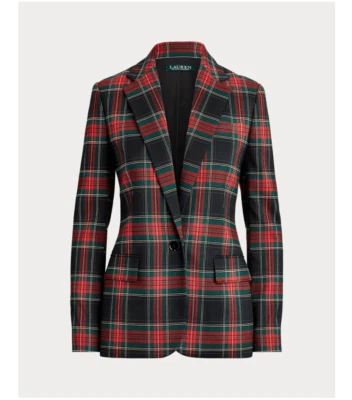 Lauren Ralph Lauren Preppy Tartan Plaid Print Contemporary One Button Blazer - Image 1 of 4