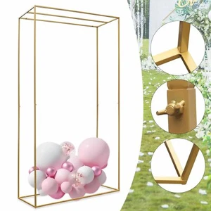 Arco de boda dorado metal cuadrado globo arco rosas arco fondo decoración - Imagen 1 de 11