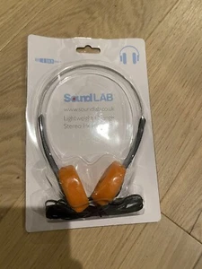 SoundLab Lightweight Orange Stereo Headphones - Picture 1 of 2
