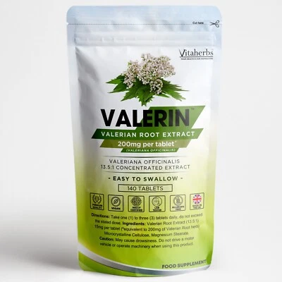 VITAHERBS Baldrianwurzeltabletten | Baldrianwurzelextrakt 200mg 140 Tabletten GVOFREI