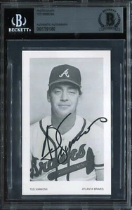 Ted Simmons Atlanta Braves - Team Issue Postcard - BAS Authentic Autograph - Picture 1 of 2