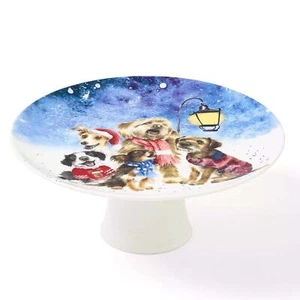 Royal Worcester Wrendale Designs O Heilige Nacht Urlaub Hunde Sockel Kuchenständer - Bild 1 von 8