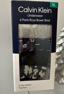 Boys 6 Pack Sz XL Calvin Klein Boxer Brief Underwear Cotton Stretch Tag-Free - Picture 1 of 5