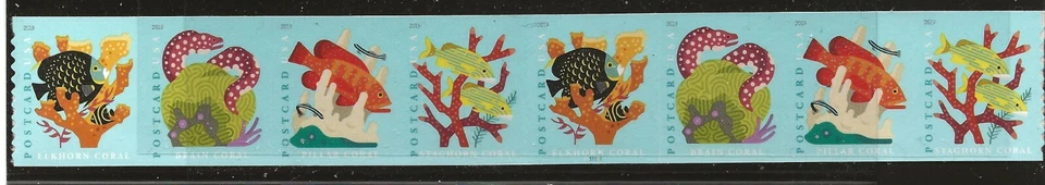 US Scott #5367-70, Plate #P111111 Coil 2019 Coral Reefs VF MNH - Image 1 of 1