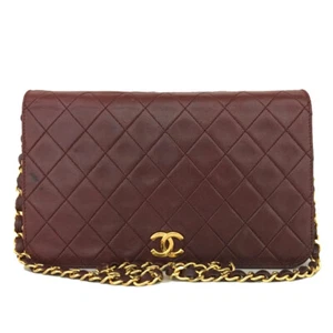 CHANEL Quilted 25 CC Push Lock Lambskin Chain Shoulder Bag Bordeaux/2AE1666 - Picture 1 of 14