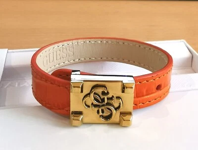 GUESS Leder Glam Armband, Damen, 1,5 cm breit, goldfarbige Metallschliesse, neu - Bild 1 von 4