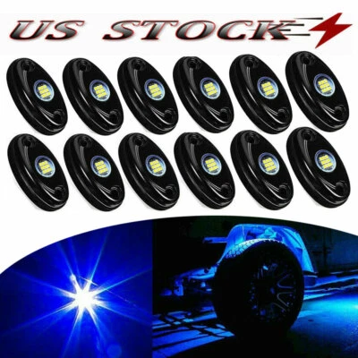 12PCS Round Marine Boat LED Stern Lights Blue Cabin Deck Courtesy Aluminium - Image 1 of 4