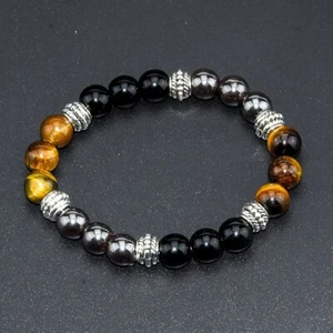 10 mm Magnet Heilung Tigerauge Steine Legierung Armband Hämatit Perlen Armreif Schmerzen - Bild 1 von 8