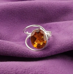 Citrine Gemstone 925 Sterling Silver Ring Handmade Jewelry Ring For Gift - Picture 1 of 3