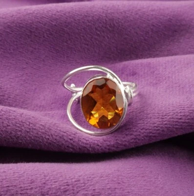 Citrine Gemstone 925 Sterling Silver Ring Handmade Jewelry Ring For Gift - Image 1 of 3