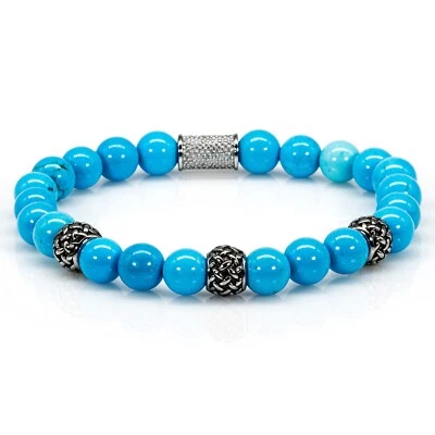 Perlenarmband Grüner / Blauer Türkis Perlen Triple Crown - Bild 1 von 4