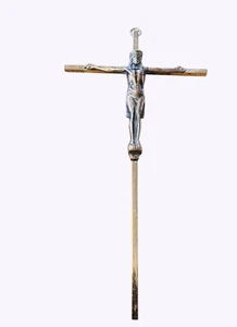 Vintage Solid Brass Crucifix Wall Cross With INRI Plaque 10 inches Long - Picture 1 of 3