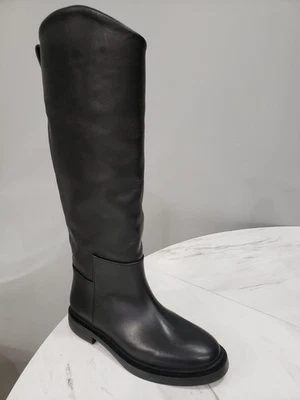 NUEVO SIN CAJA - TALLA 7.5 Steve Madden Gaige Cuero Botas de Montar Altas Negras Para Mujer Foto 1 de 4
