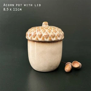 Ceramic Acorn Jar East of India 11 x 8.5cm Lidded Glazed New - Picture 1 of 4