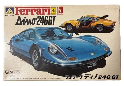 Aoshima 1/20 Ferrari Dino 246 GT Model Kit Auto Vintage Blu Non Costruita Rar... - Immagine 1 di 4