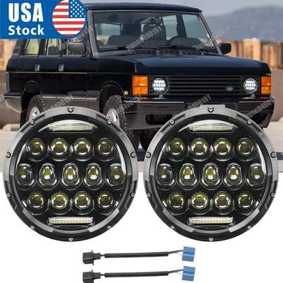 New For Land Rover Range Rover Classic 1970-1995 7" Round LED Headlights Hi/Lo - Image 1 of 4