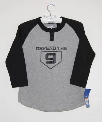 NWT Rawlings Boy's Black Defend the 9 Henley 3/4 Sleeve Baseball Shirt sz S - Image 1 of 4