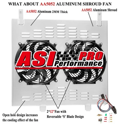 Aluminum Radiator Shroud+Fan For 04-15 Nissan Titan Armada/2004-10 Infiniti QX56 - Image 1 of 4