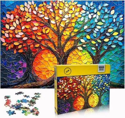 GIVEITALL Jigsaw Puzzles for Adults 1000 Pieces,Stained Glass Tree of Life Puzzl - Image 1 of 4