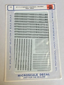 MICROSCALE HO DECAL-OLD WEST STYLE LETTERS/NUMBERS BLACK #87-111-2 - Picture 1 of 1